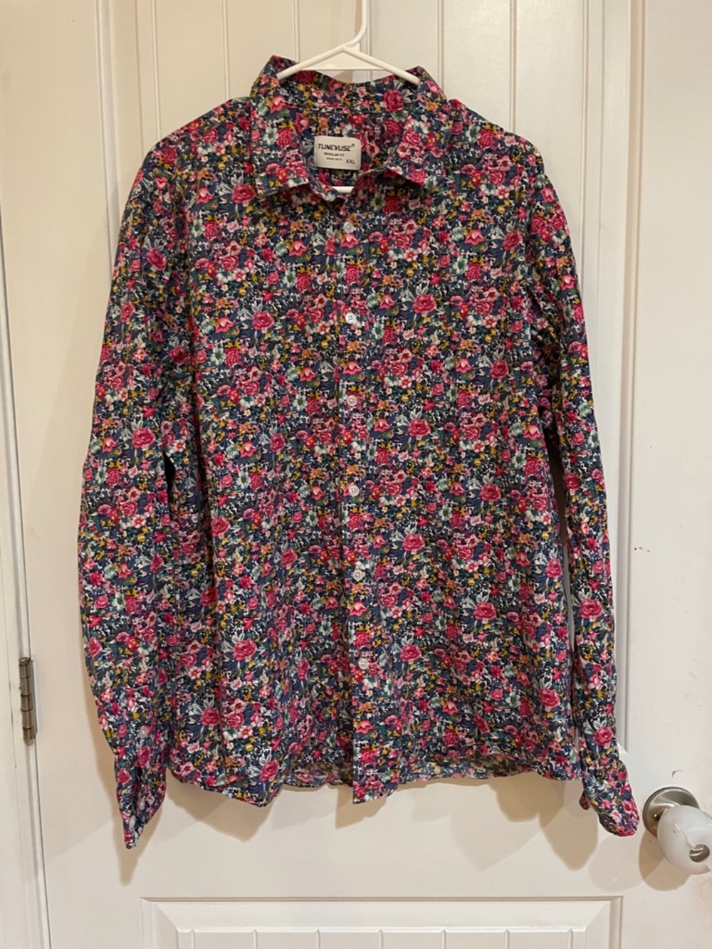 Tunevuse long sleeve cotton button up floral top size XXL
